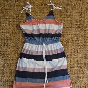 Striped Midi Dress with Adjustable Straps